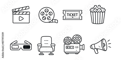 Cinema line icons set