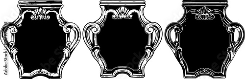 Ornate vintage frame set with floral and scrollwork decorative elements in black and white