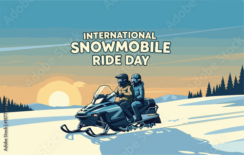 International Snowmobile Day Artwork Illustrator Winter Snowmobiling Celebration