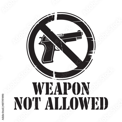 No weapons allowed A prohibition sign featuring a handgun illustration
