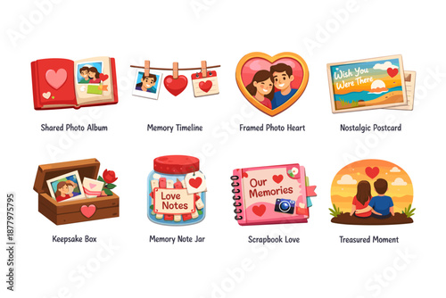 Memory Preservation Romantic Icons Set