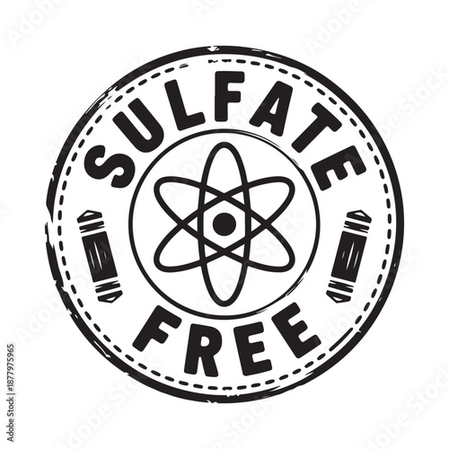 Sulfate free logo with atom symbol and crayons