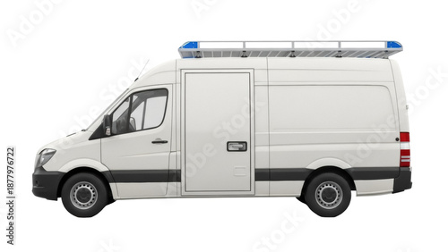 Obraz na plátne White ambulance van PNG isolated on transparent background, emergency vehicle fo