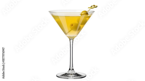 Принти на полотні Classic martini cocktail with olives isolated PNG, elegant alcoholic beverage fo