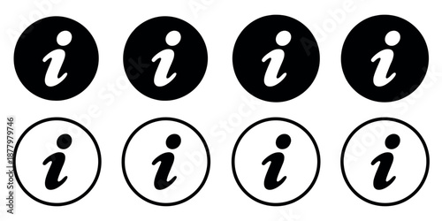 Information Info Signs Vector Icons in Flat Style for Guidance, Help, and Communication