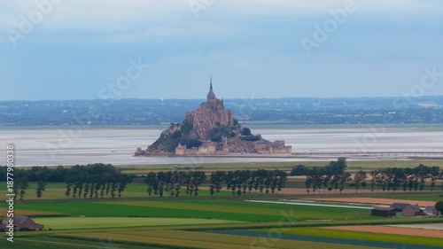 Mont Saint Michel Abbey on an island, Normandy, France