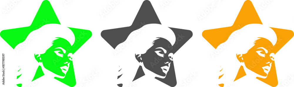 Fototapeta premium colorful star shaped icons with woman faces