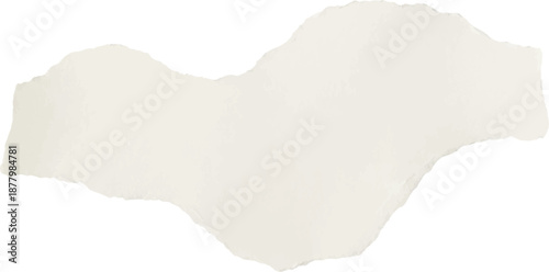 Torn paper fragment with wavy edges on white background symbolizing destruction chaos or loss