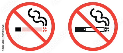 No Smoking Signs Including Prohibition Symbols and Designated Smoking Area Indicators