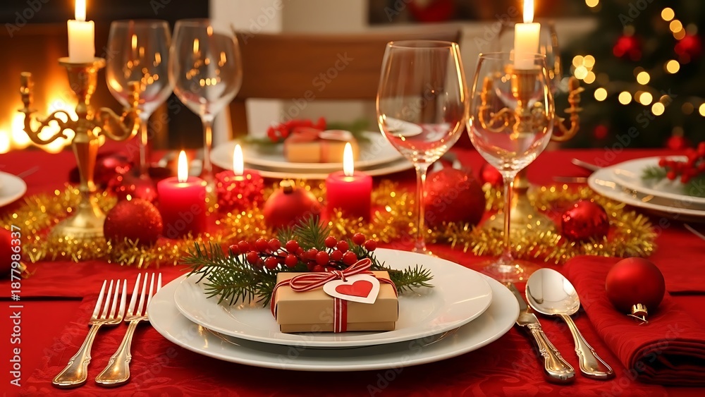 Fototapeta premium Elegant christmas table setting