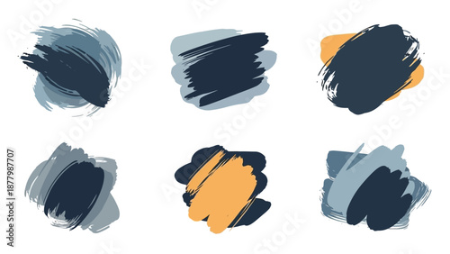 Abstract textured brush strokes in shades of blue, navy, and orange, perfect for graphic design elements and artistic backgrounds