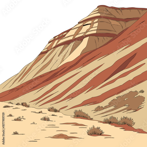 Desert slope with layered sediment colors
