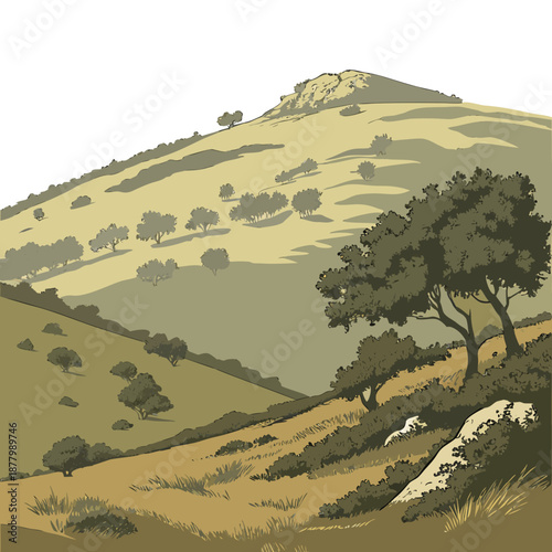 Mountain foothill zone with blended layers realistic