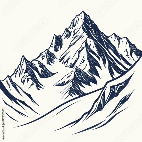 Frozen mountain ridges in a minimal snow