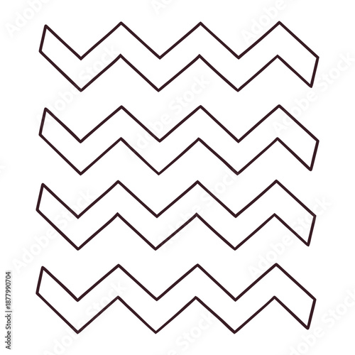 A flowing wavy zigzag pattern line creates dynamic rhythm, blending smooth curves and sharp angles, perfect for modern backgrounds, textiles, wallpapers, and abstract design accents.
