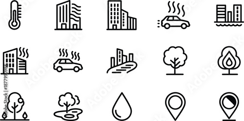 Environmental and urban icons set
