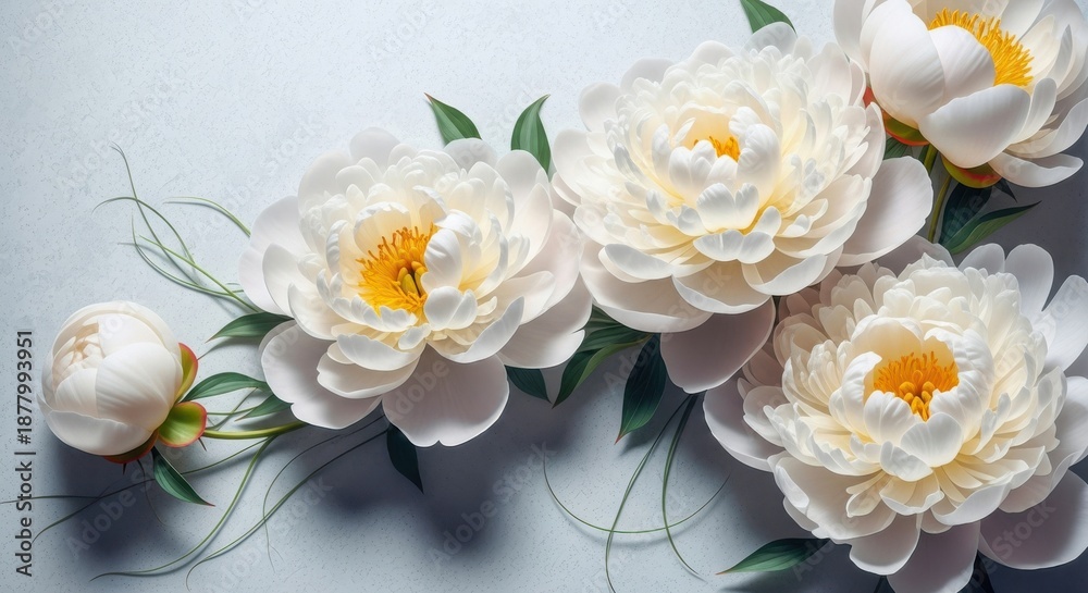 Obraz premium Elegant white peonies in full bloom