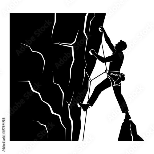 Extreme Rock Climbing Silhouette Challenging Vertical Mountain Ascent 1.