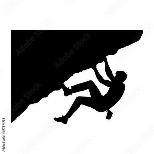 Extreme Rock Climbing Silhouette Challenging Vertical Mountain Ascent.