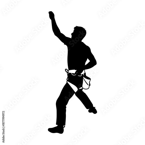 Rock Climbing Silhouette Adventurous Athletic Pose Dynamic Climber.