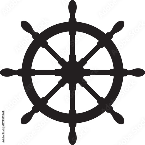 Ship wheel silhouette, vintage ship steering wheel silhouette vector, classic nautical ship s wheel silhouette, ship wheel vector icon, ship steering wheel silhouette on a white background