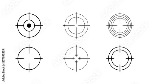 Set of 6 Target Icons Vector isolated PNG with Transparent Background