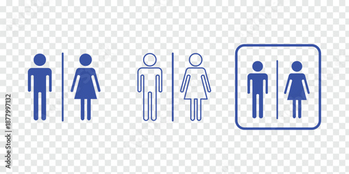 black man woman four icons set vector illustration toilet sign symbol. Three pairs of male and female icons with dividers, representing public restroom signs. Restroom icon design concepts Clipart set