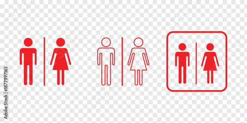 black man woman four icons set vector illustration toilet sign symbol. Three pairs of male and female icons with dividers, representing public restroom signs. Restroom icon design concepts Clipart set
