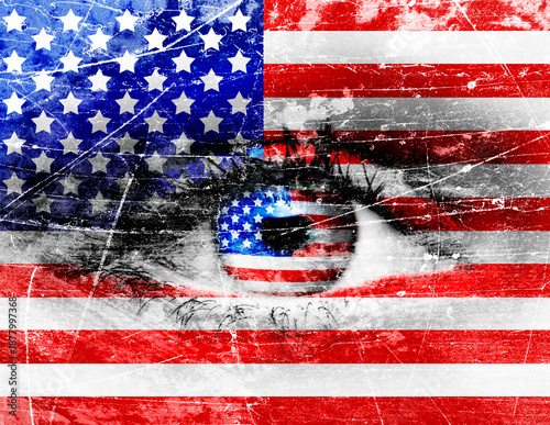 Amerikanische Falgge im Grunge Stil
