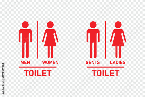 Toilet icons set. Men and women restroom icon. WC toilet restroom sign vector icon set. Man and woman symbol. Public bathroom pictogram. Male and female gender silhouette for lavatory door. wc icon