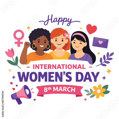 International Women’s Day Celebration Flat Vector Illustration