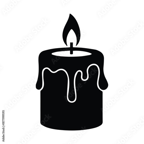 Burning candle isolated on white background, Vector, illustration