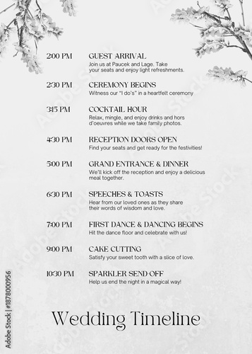 Elegant wedding timeline template