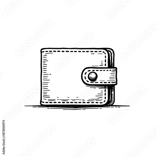 Hand-drawn sketch of a closed wallet on a white background  