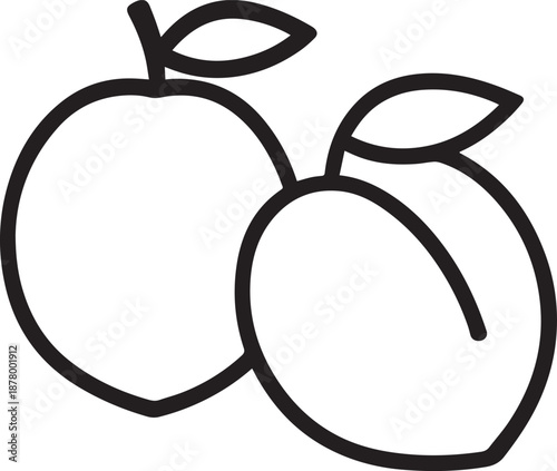 Peaches Outline Vector Icon On White Background