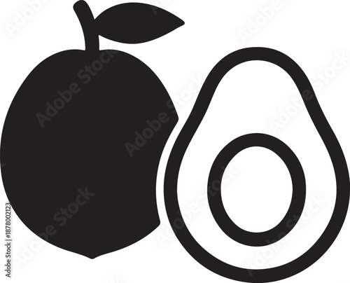 Peaches Silhouette Vector Icon On White Background