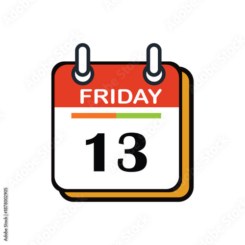 Friday 13th Calendar Icon, Unlucky Day Superstition and Bad Luck Date Vector Illustration