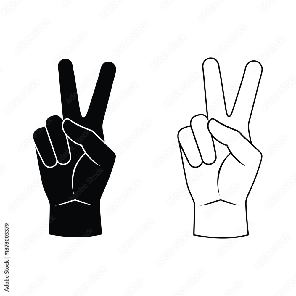 Obraz premium Two hands making peace signs Vector