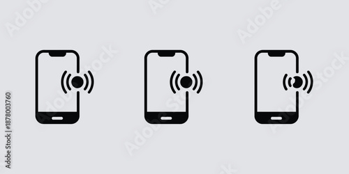 Three Black Line Smartphones with Vibration Waves line vibration