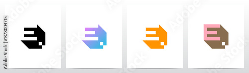 Box Block Pixel Square Letter Initial Logo Design E