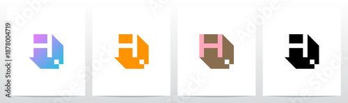 Box Block Pixel Square Letter Initial Logo Design H