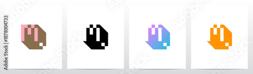 Box Block Pixel Square Letter Initial Logo Design M