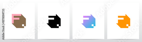 Box Block Pixel Square Letter Initial Logo Design F