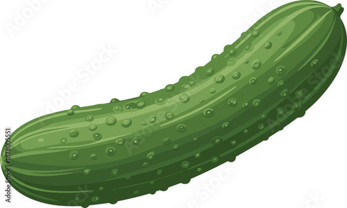Realistic cucumber vegetable icon, green textured surface vector illustration, editable design, isolated healthy food and agriculture symbol