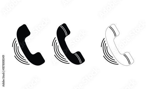 Set of three retro telephone handsets Vector