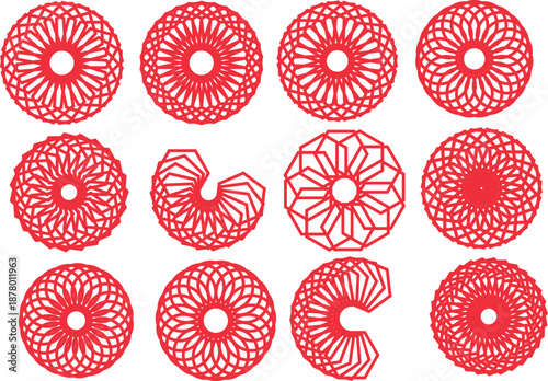 Geometric Precision: A collection of intricately designed, repetitive geometric patterns showcase a mastery of shape, form, and composition. The patterns captivate with their elegant, clean aesthetic.