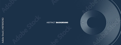 Elegant abstract golden geometric lines on dark blue background. Glowing gold circle lines pattern. Modern design element. modern, flayer, design