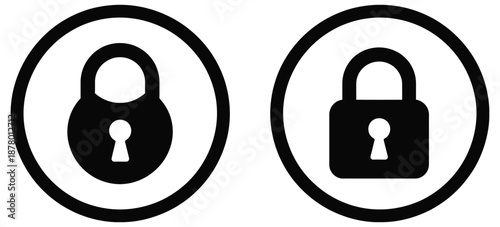Two black padlock icons inside oval frames, vector illustration representing security, privacy, protection, and safety concepts,