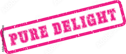 Vibrant pink Pure Delight stamp mark for joyful branding and positive commercial visuals