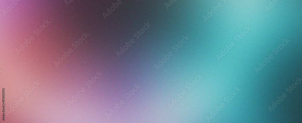 Obraz premium Abstract gradient shape pink purple to teal grainy background noise texture design wallpaper backdrop banner poster header. Frosted shimmer surface with modern atmospheric effect.